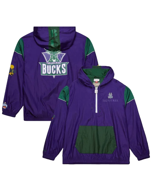 Milwaukee Bucks Half-Zip Windbreaker Jacket
