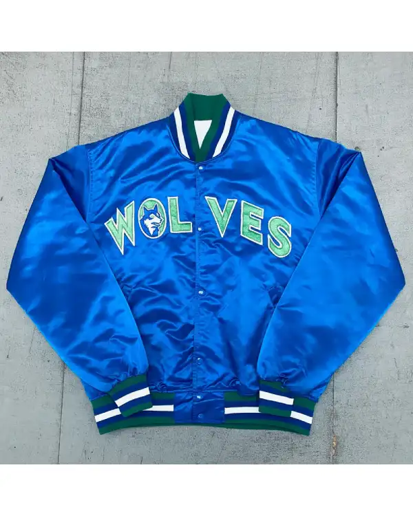 Minnesota Timberwolves Blue Satin Jacket