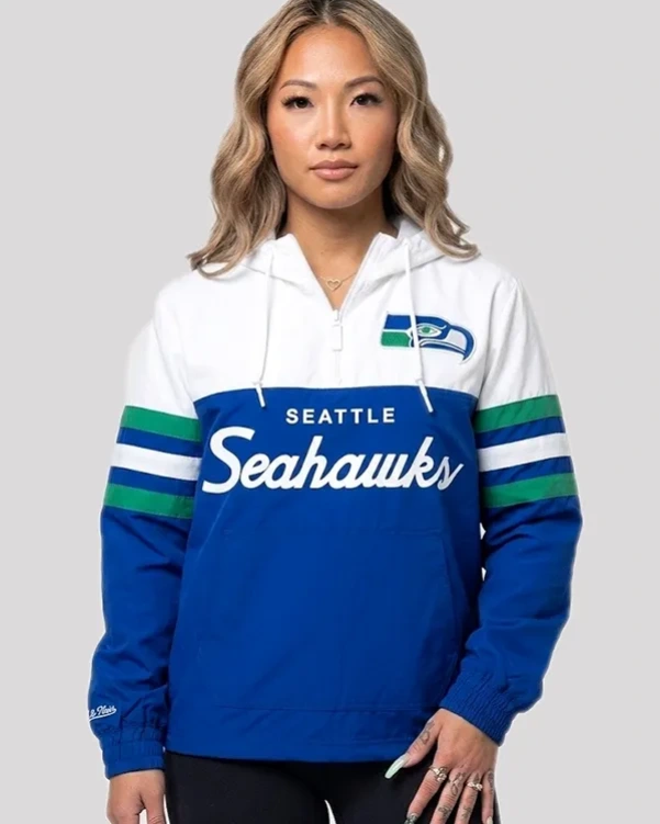 Mitchell & Ness Royal Head Coach Anorak Quarter-Zip Windbreaker Jacket Mens Womens