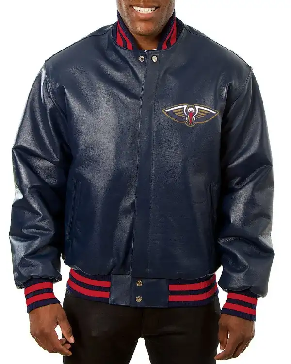 New Orleans Pelicans Leather Varsity Bomber Jacket
