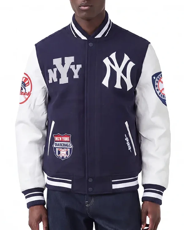 Ny Yankees Classic Navy And White Letterman Jacket