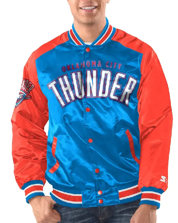 Oklahoma City Thunder Full-Snap Satin Varsity Jacket