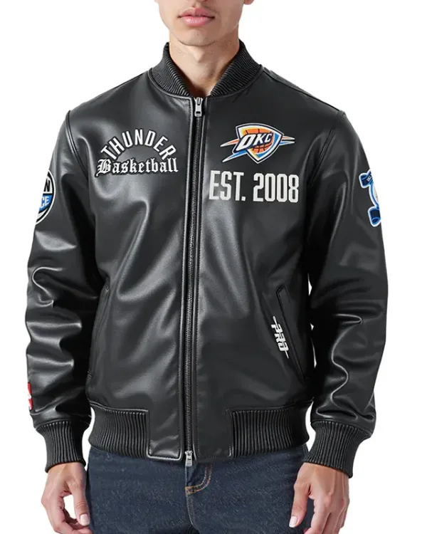 Oklahoma City Thunder Modern Originals Black Varsity Leather Jacket