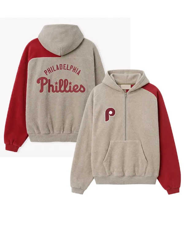 Philadelphia Phillies Heather Gray_Burgundy Raglan Sport Hoodie