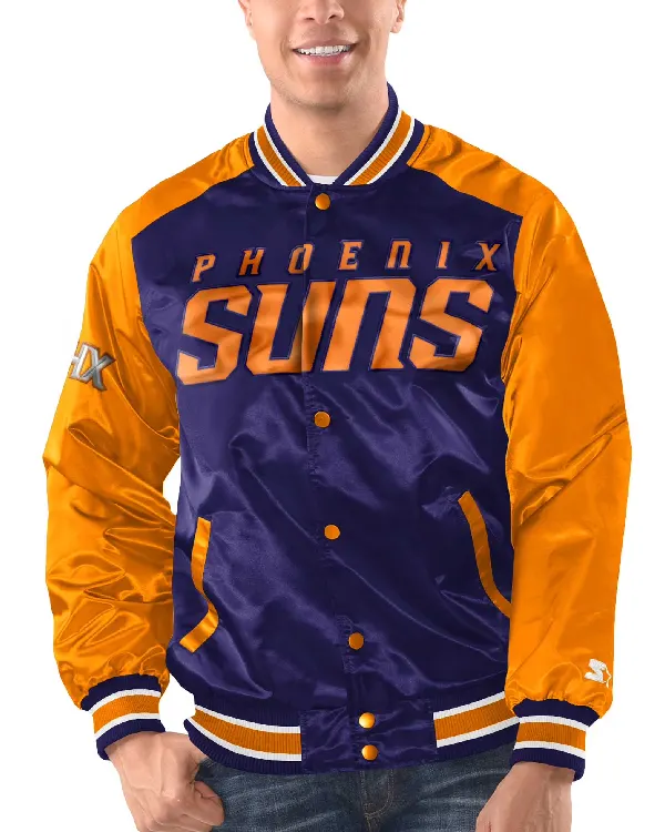 Phoenix Suns Full-Snap Satin Varsity Jacket
