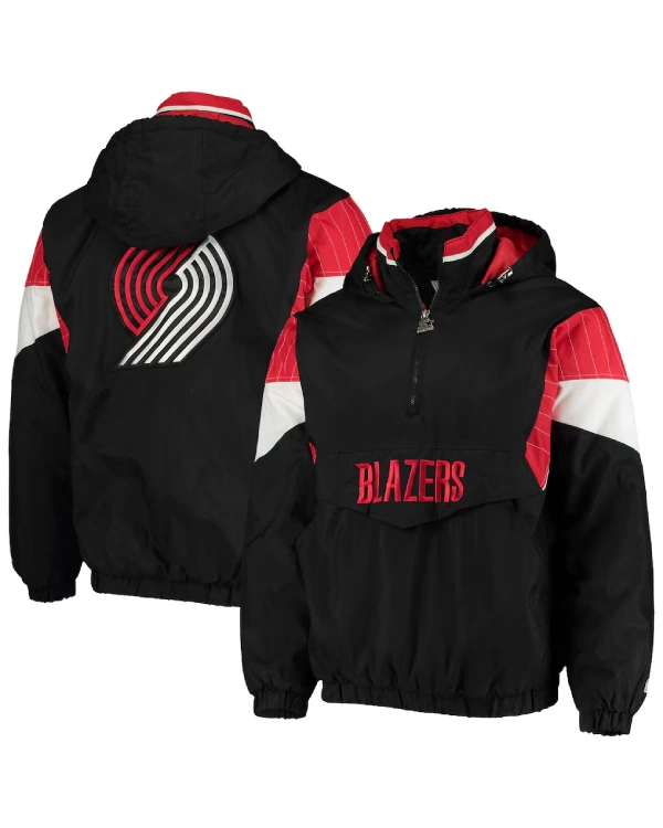 Portland Trail Blazers Black Windbreaker Hooded Jacket