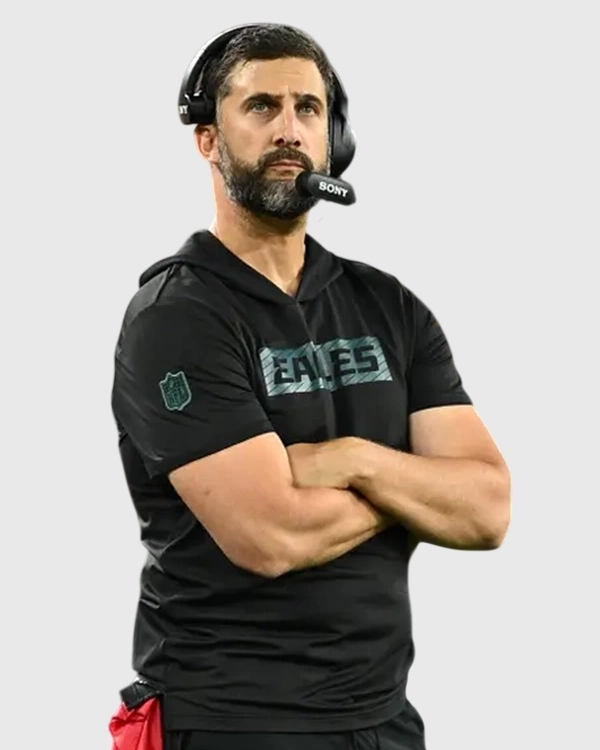 Preseason 2026 Nick Sirianni Philadelphia Eagle Short-Sleeve Black Hoodie