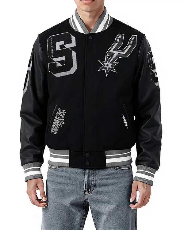 San Antonio Spurs Black Varsity Jacket