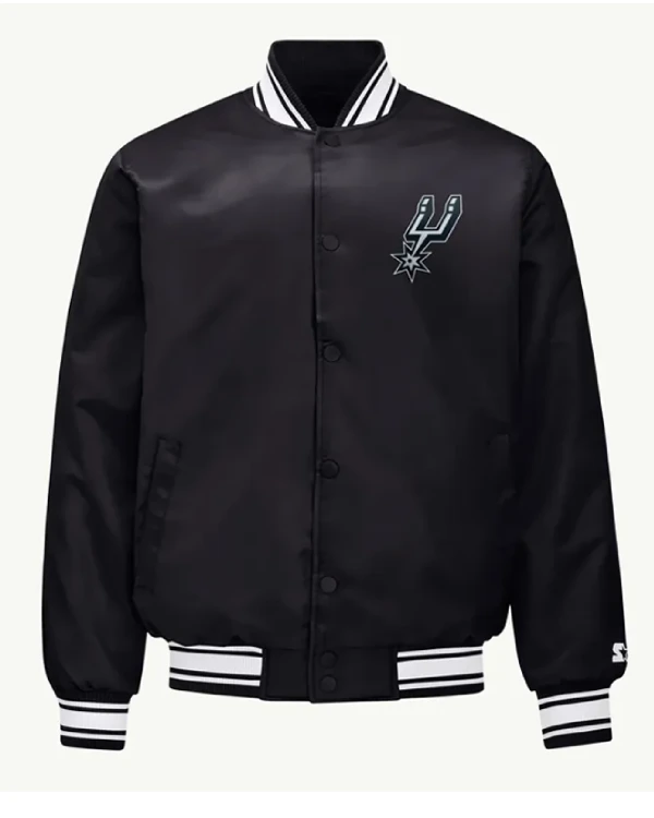 San Antonio Spurs Mesh Look Black Varsity Satin Jacket