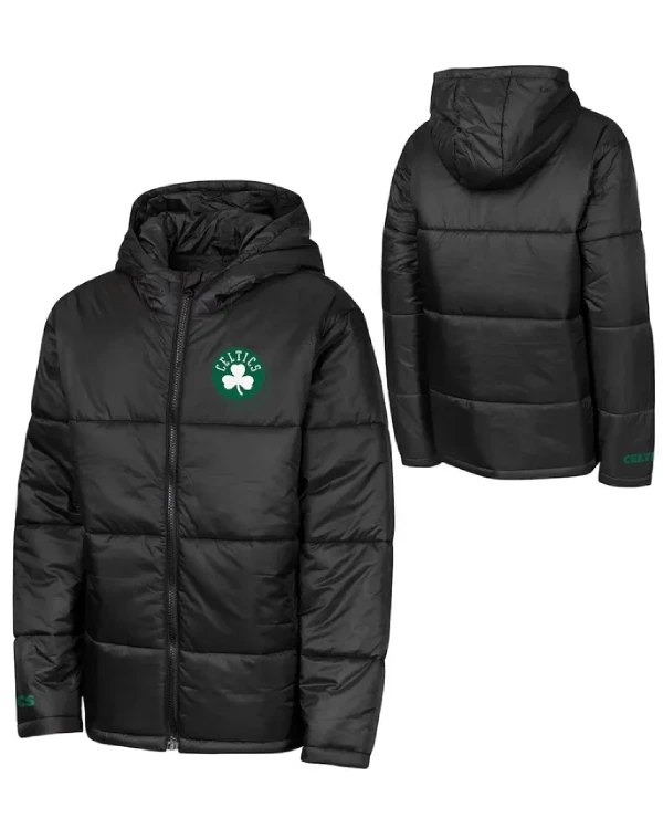 Shop Boston Celtics Full-Zip Puffer Black Hooded Jacket Sale