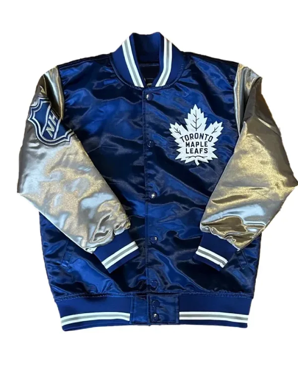 Toronto Maple Leafs Prime Time Silver And Blue Satin Jacket