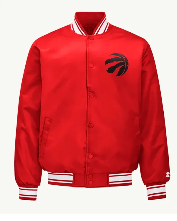 Toronto Raptors Mesh Look Red Varsity Satin Jacket