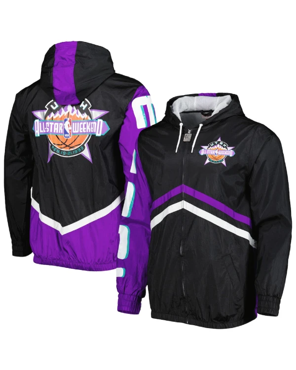 Utah Jazz Full-Zip Black Windbreaker Jacket