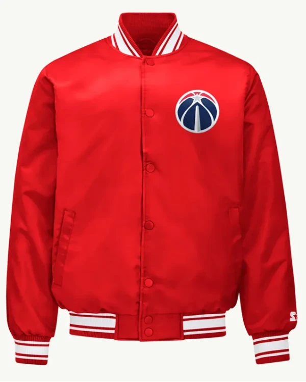 Washington Wizards Mesh Look Red Varsity Satin Jacket