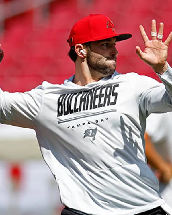 2026 Baker Mayfield Buccaneers Long Sleeve Hooded T-Shirt
