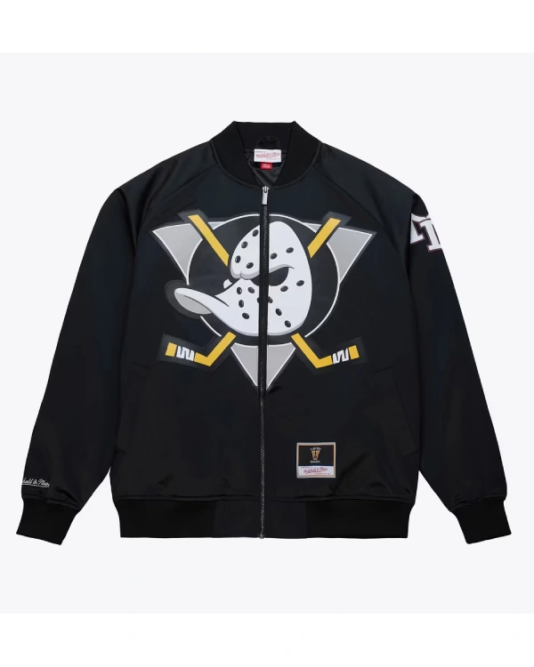 Anaheim Ducks Full-Zip Black Satin Jacket