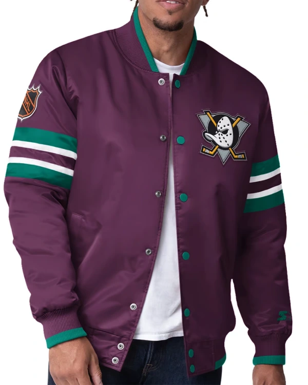 Anaheim Ducks Starter Purple Varsity Jacket