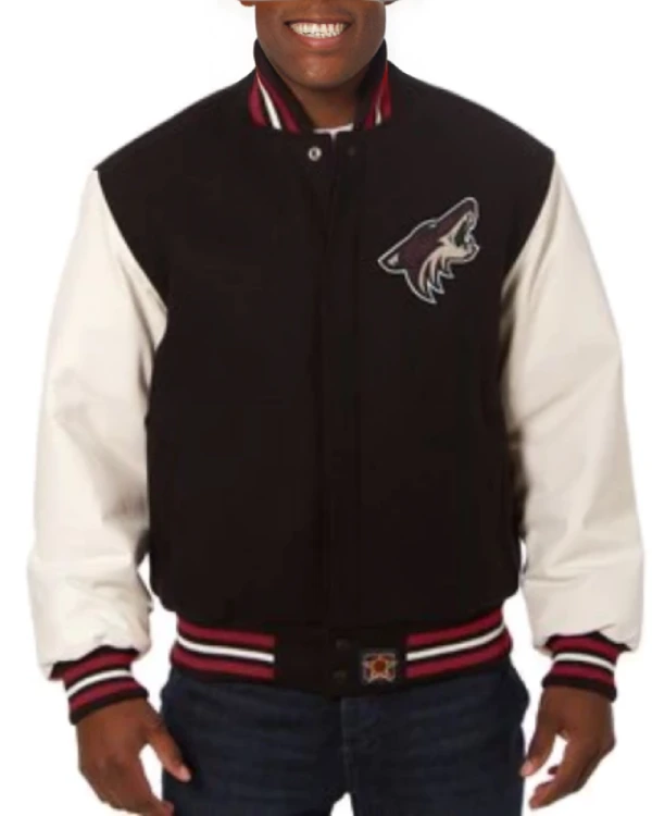 Arizona Coyotes Black And White Varsity Jacket