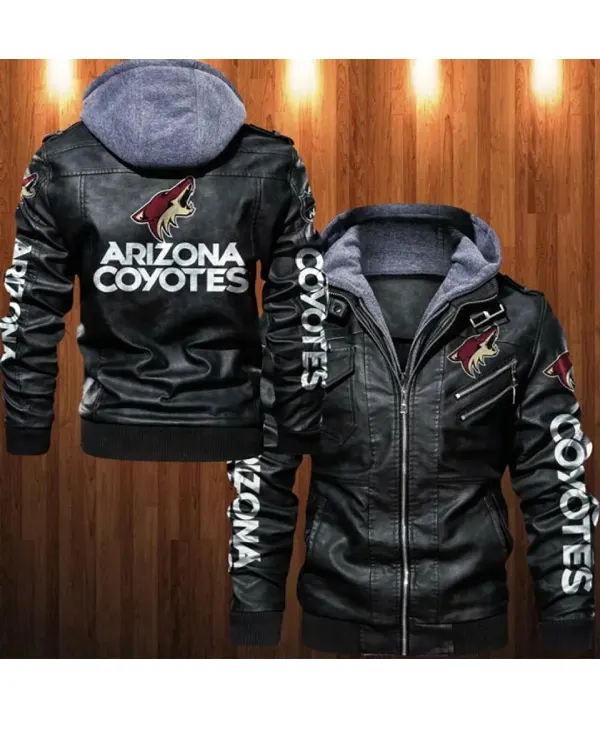 Arizona Coyotes Hooded Leather Jacket