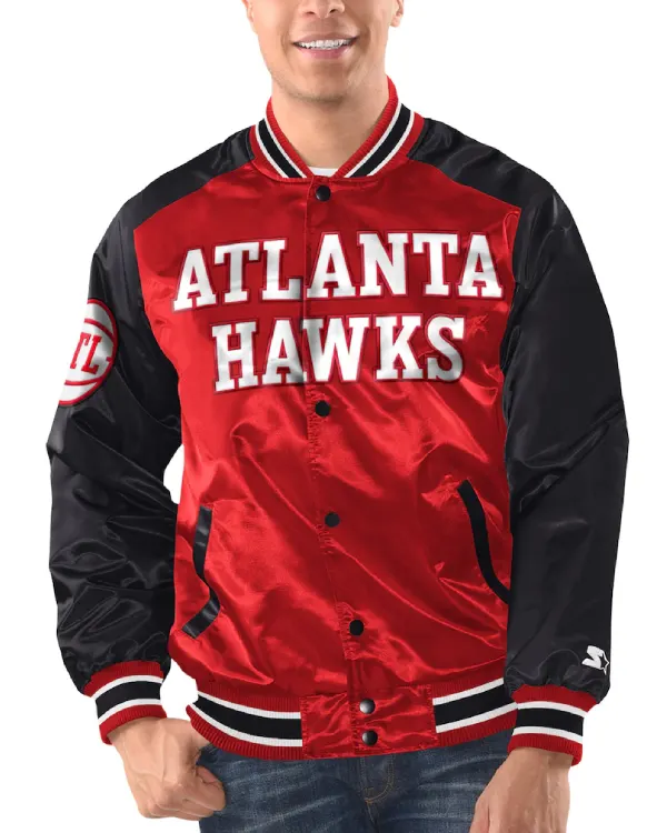 Atlanta Hawks Full-Snap Satin Varsity Jacket