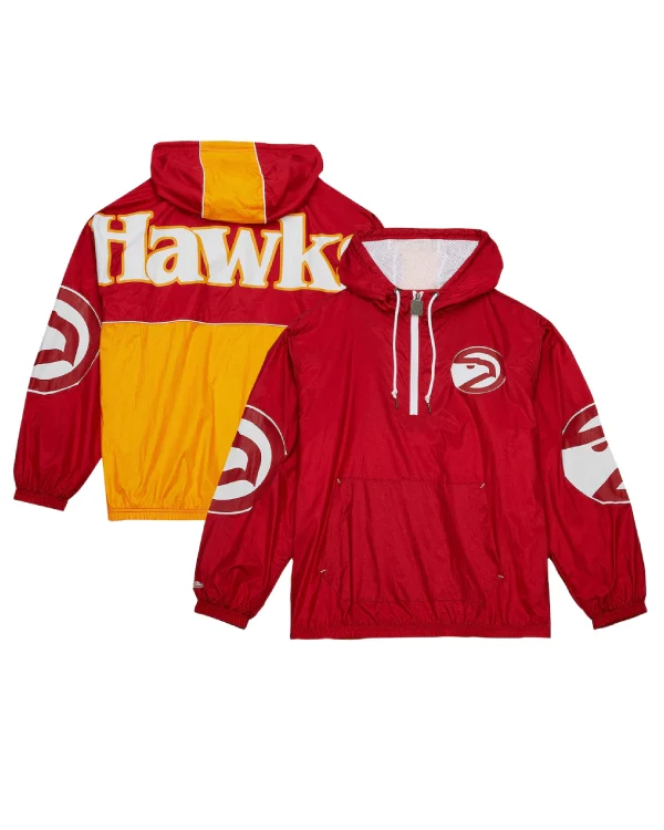 Atlanta Hawks Half Zip Windbreaker Hooded Jacket