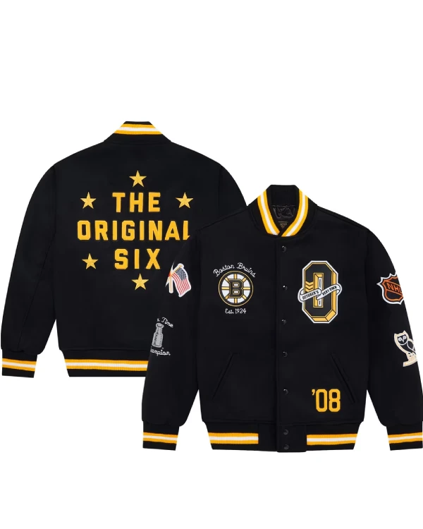 Boston Bruins Black Full-Snap Varsity Jacket