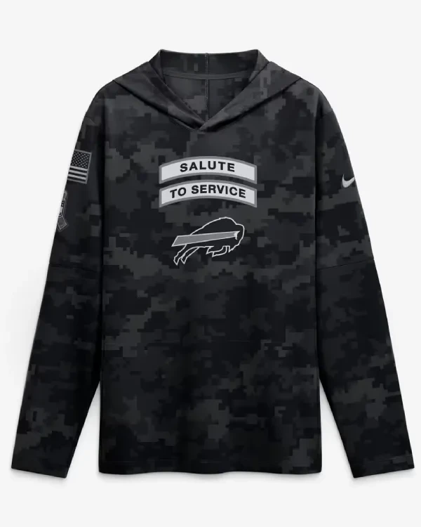 Buffalo Bills 2026 Salute To Service Hooded Long Sleeve Shirt