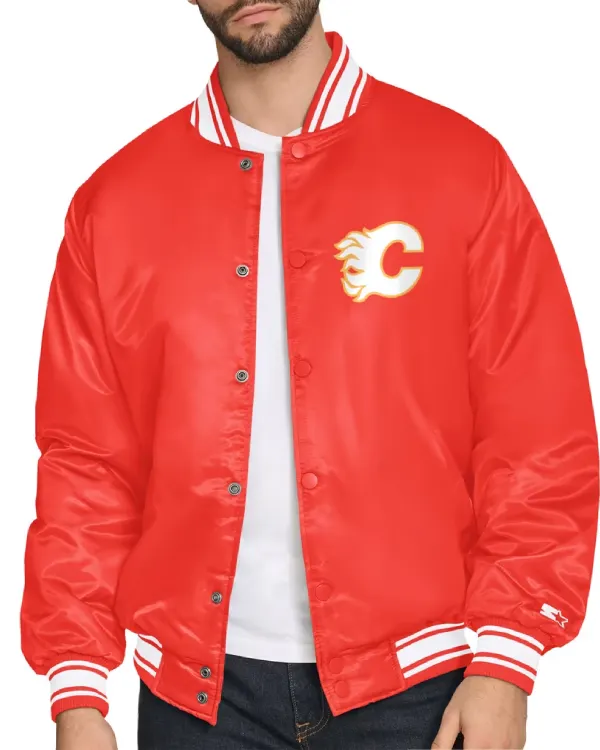 Calgary Flames Full-Snap Satin Starter Jacket