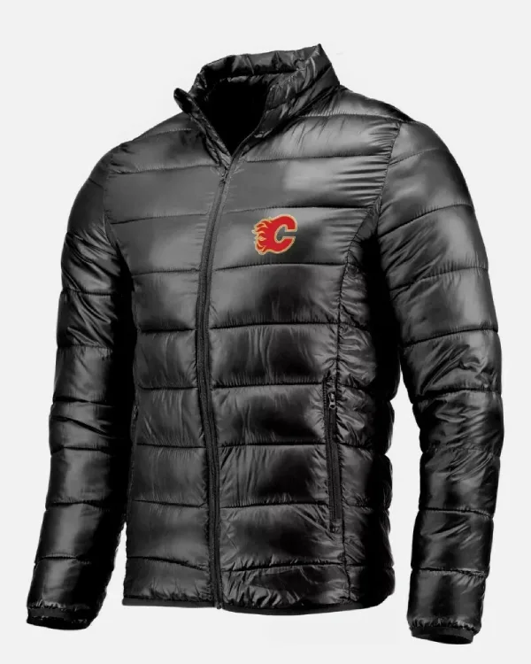 Calgary Flames Full Zip Black Puffer Jacket