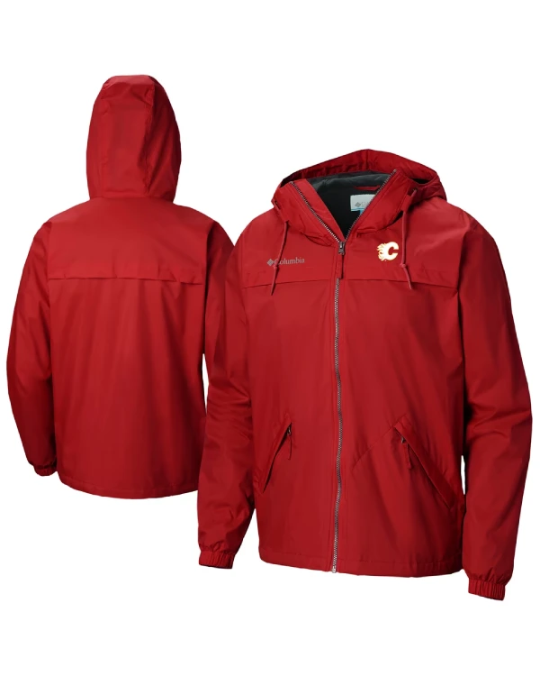 Calgary Flames Full-Zip Red Windbreaker Jacket