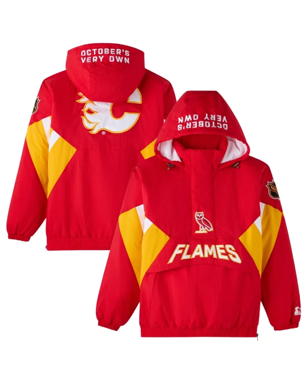 Calgary Flames Half-Zip Starter Hooded Jacket