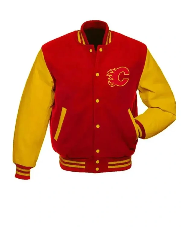 Calgary Flames Red And Gold Varsity Jacket