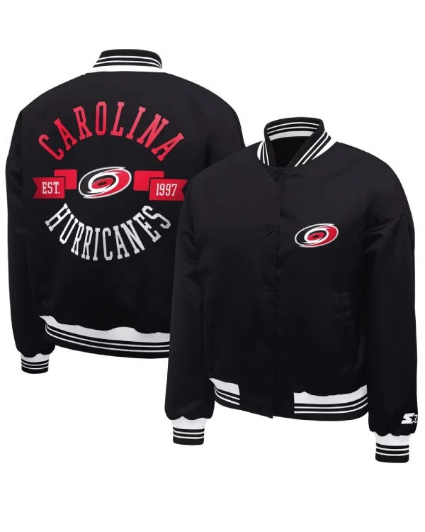 Carolina Hurricanes Black Satin Varsity Jacket