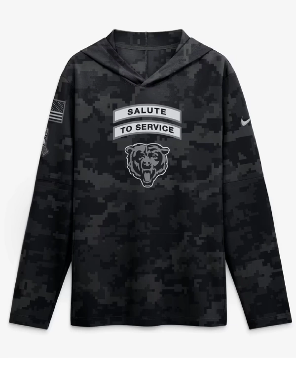 Chicago Bears Salute to Service Hooded Long Sleeve Shirt 2026