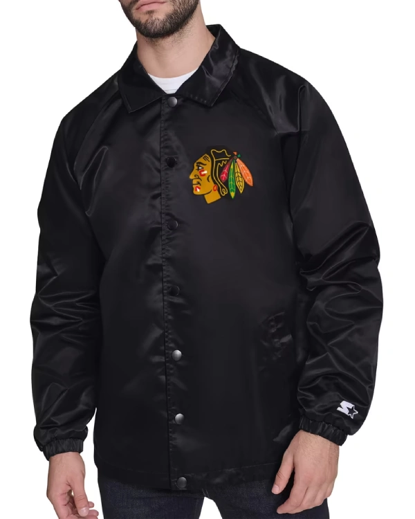 Chicago Blackhawks Full-Snap Black Starter Jacket