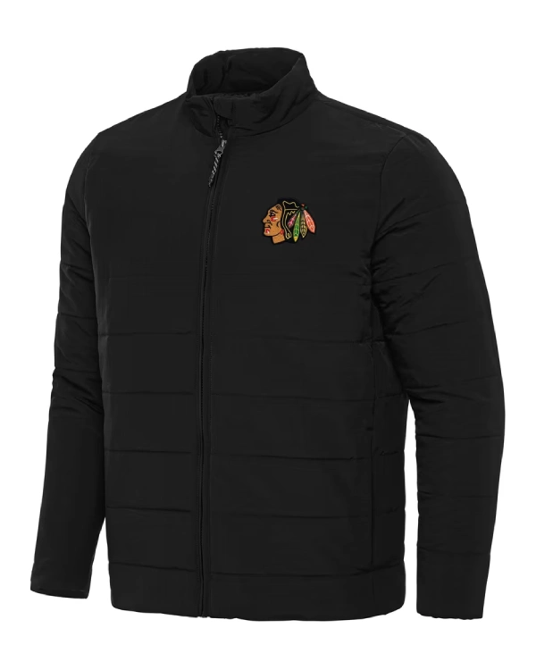 Chicago Blackhawks Full-Zip Black Puffer Jacket