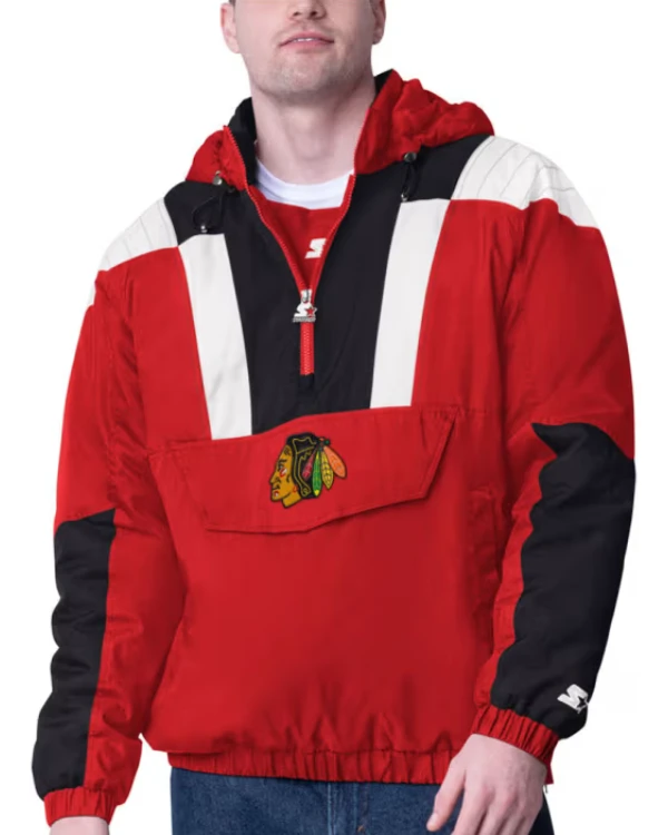 Chicago Blackhawks Half Zip Pullover Starter Jacket