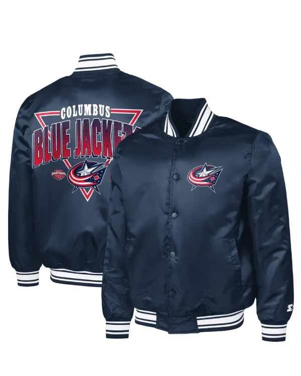Columbus Blue Jackets Full-Snap Satin Varsity Jacket