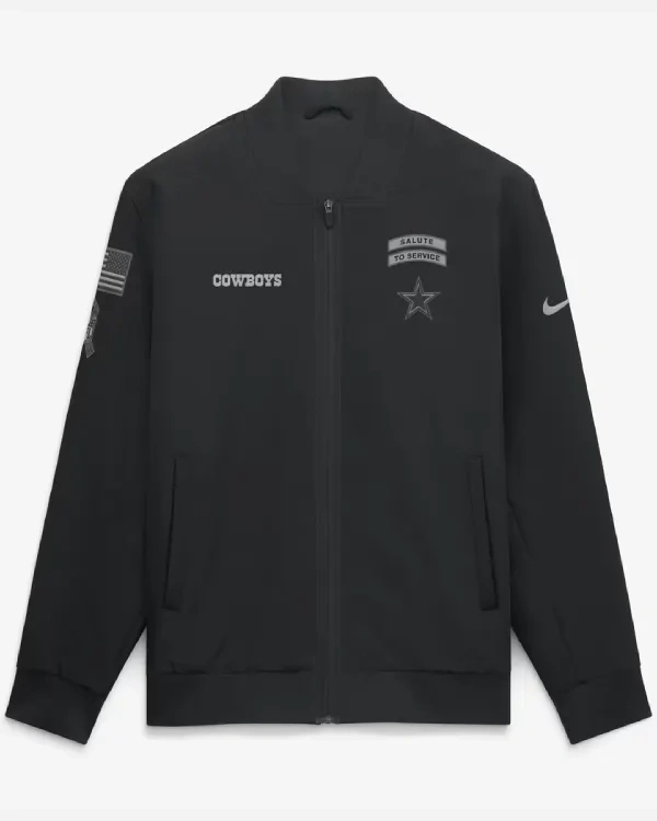 Dallas Cowboys Nike 2026 Salute to Service Sideline Full-Zip Bomber Jacket – Black