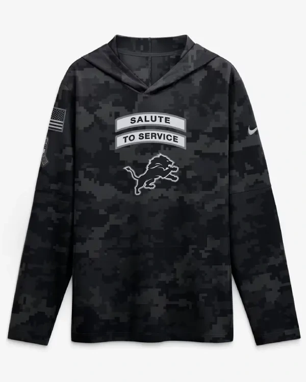 Detroit Lions Salute To Service Hooded Long Sleeve Shirt 2026