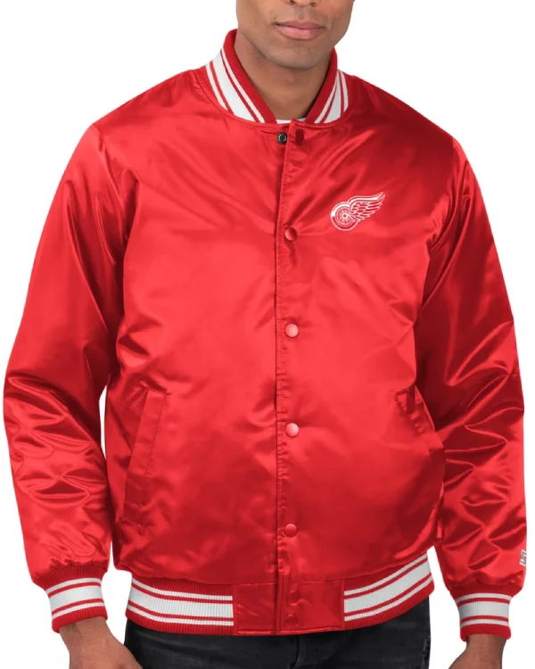 Detroit Red Wings Full-Snap Satin Varsity Jacket