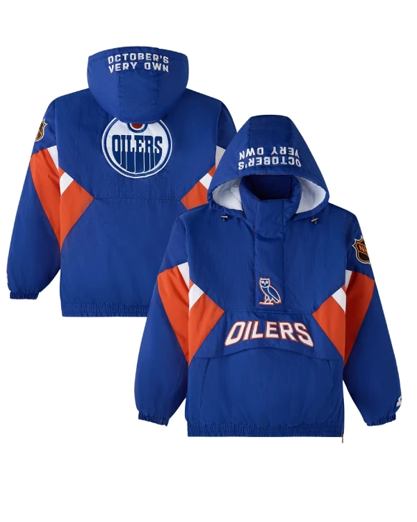 Edmonton Oilers Half-Zip Starter Hooded Jacket