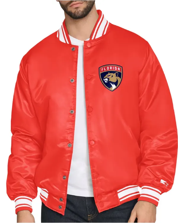 Florida Panthers Full-Snap Satin Varsity Jacket