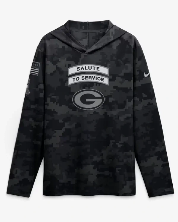 Green Bay Packers Salute To Service Hooded Long Sleeve Shirt 2026