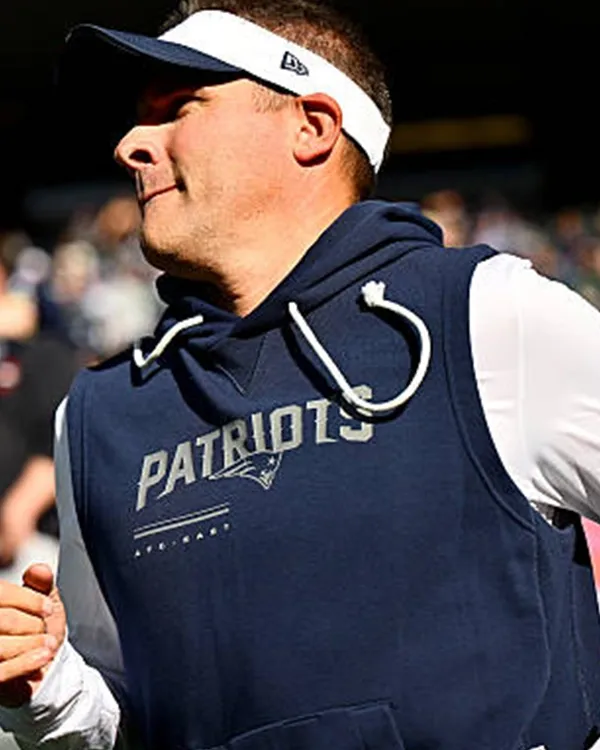 Josh McDaniels 2026 Patriots Sideline Sleeveless Hoodie
