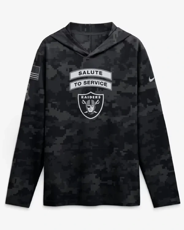 Las Vegas Raiders Salute To Service Hooded Long Sleeve Shirt 2026