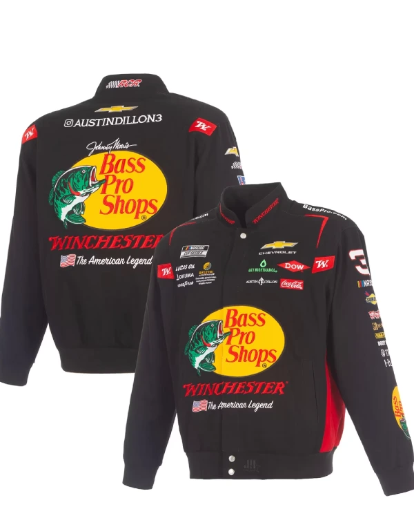 Mens Austin Dillon JH Design Black 2026 Bass Pro Shops Twill Racing Jacket