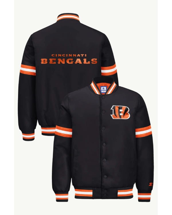 Mens Cincinnati Bengals Courtside Satin Varsity Jacket