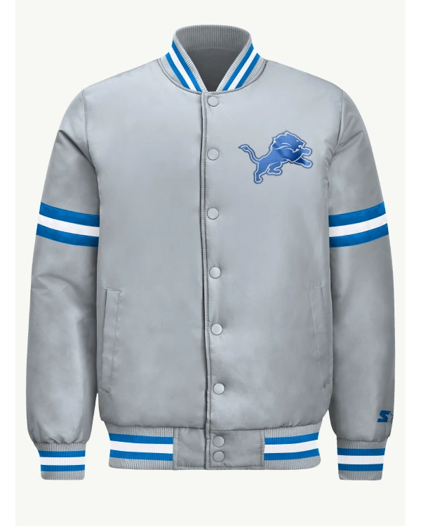 Mens Detroit Lions Courtside Satin Varsity Jacket