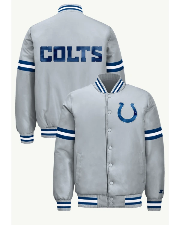 Mens Indianapolis Colts Courtside Satin Varsity Jacket